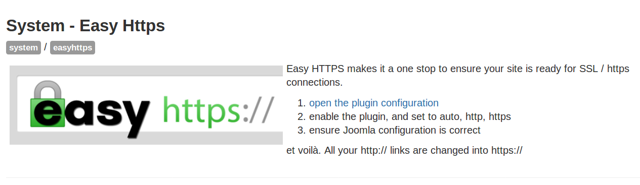 easy https and ssl joomla system plugin