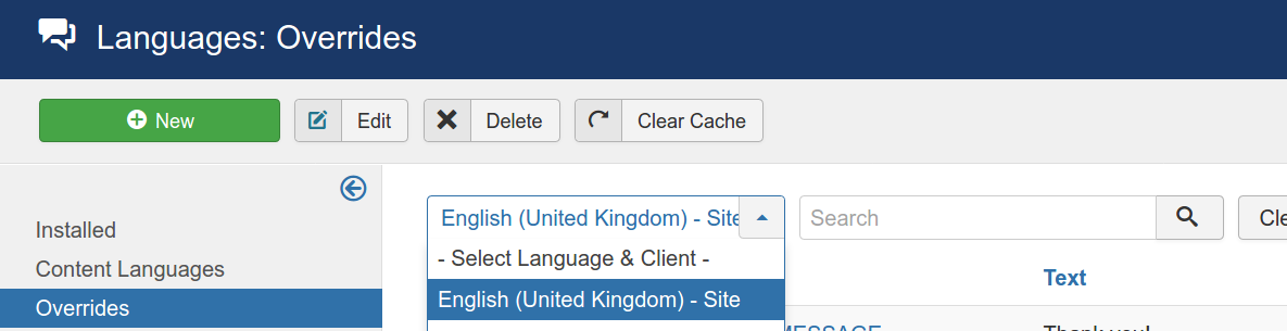 103.joomla language overrides choose language and site